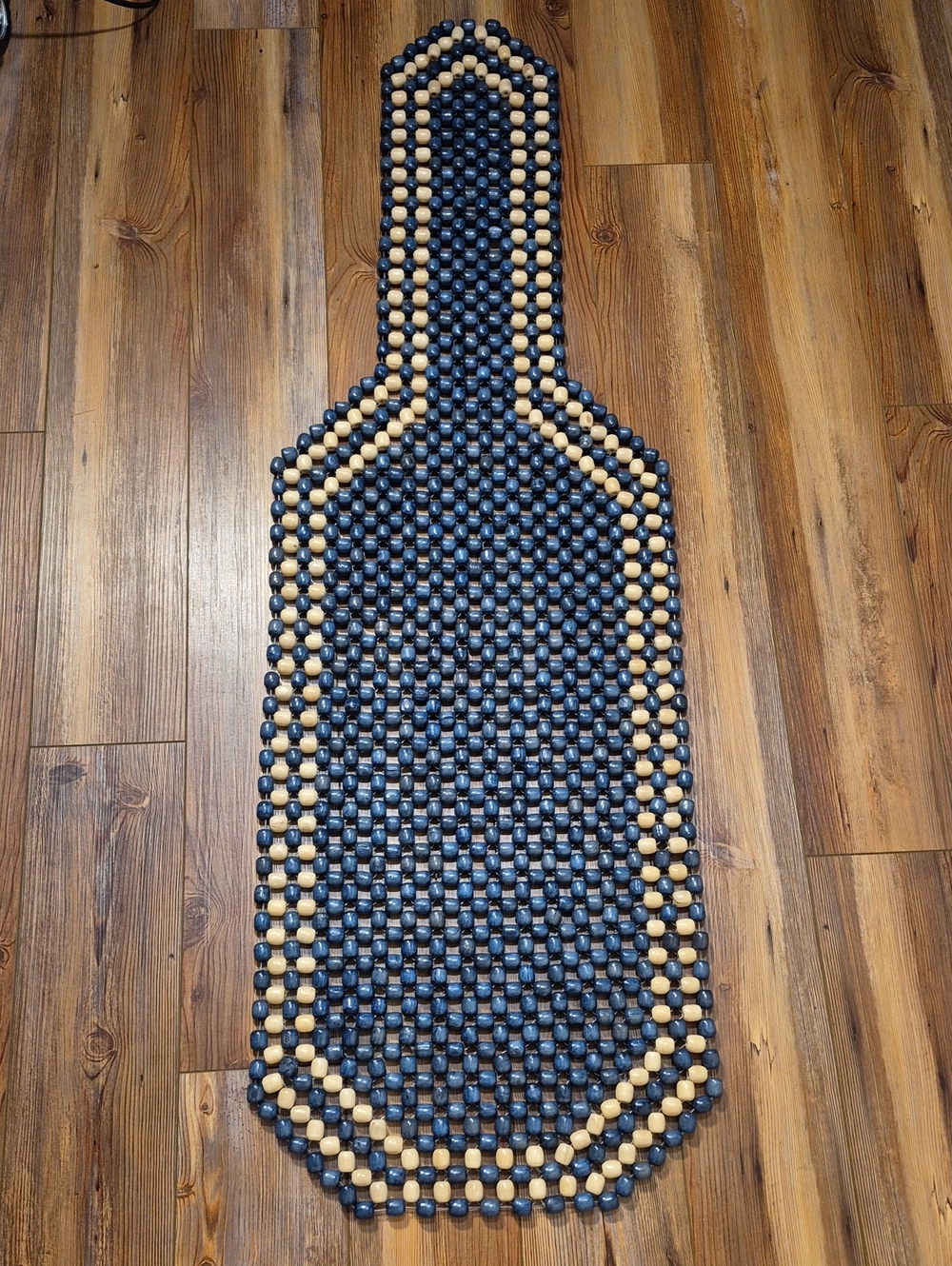 Vintage Natural Wooden Bead Car Seat /Chair Cover / Cushion - Blue